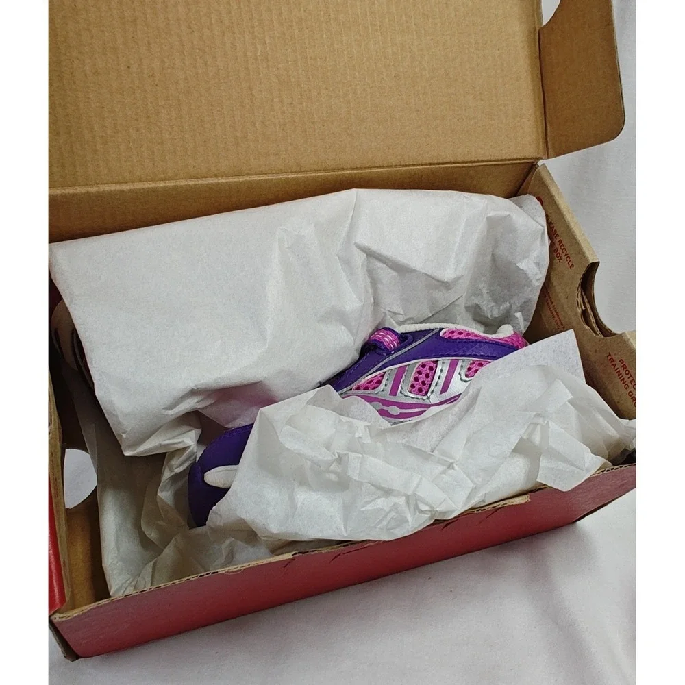 Saucony Baby Ride 6 Running Shoe Purple Magenta pink Silver Toddler 7.5W New